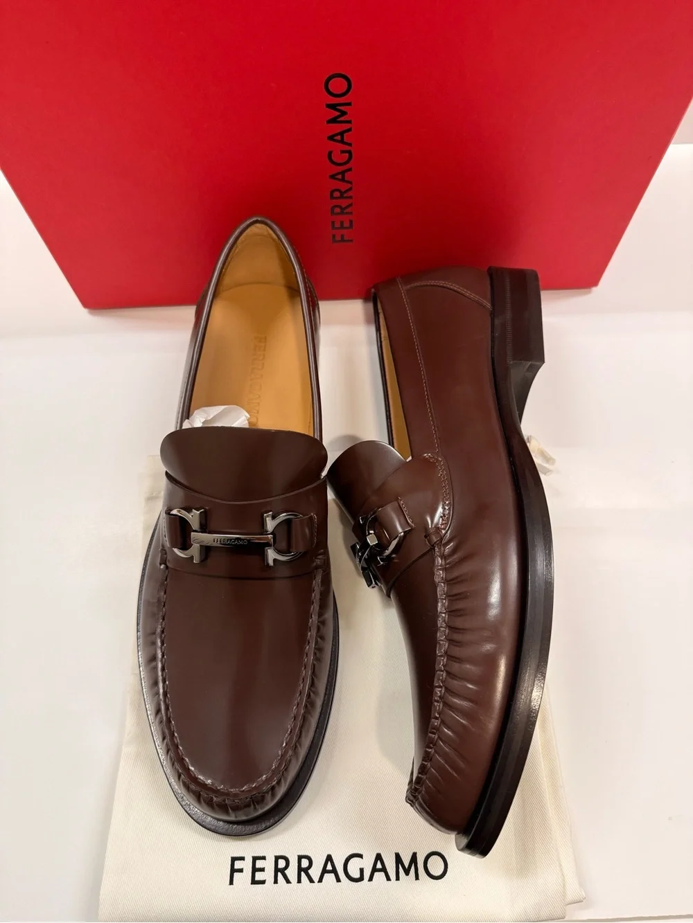 Salvatore Ferragamo Fort Cocoa Brown Calf Leather Bit Loafers Men’s 11E (Narrow)